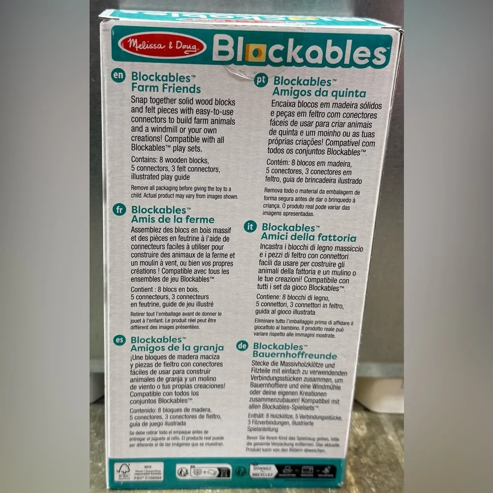 Melissa & Doug Blockables Farm Friends Set - Blue, Yellow, White - Picture 2 of 4